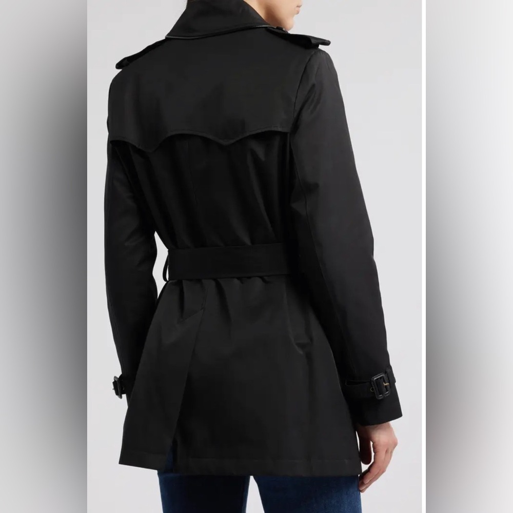 Women's Black Double-Breasted Trench Coat - Picture 3 of 6